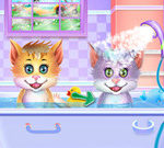 Twin Kitties Spa Caring